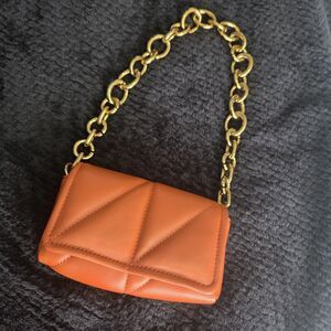Zara Limited Edition Mini Quilted Flap Burnt Orange